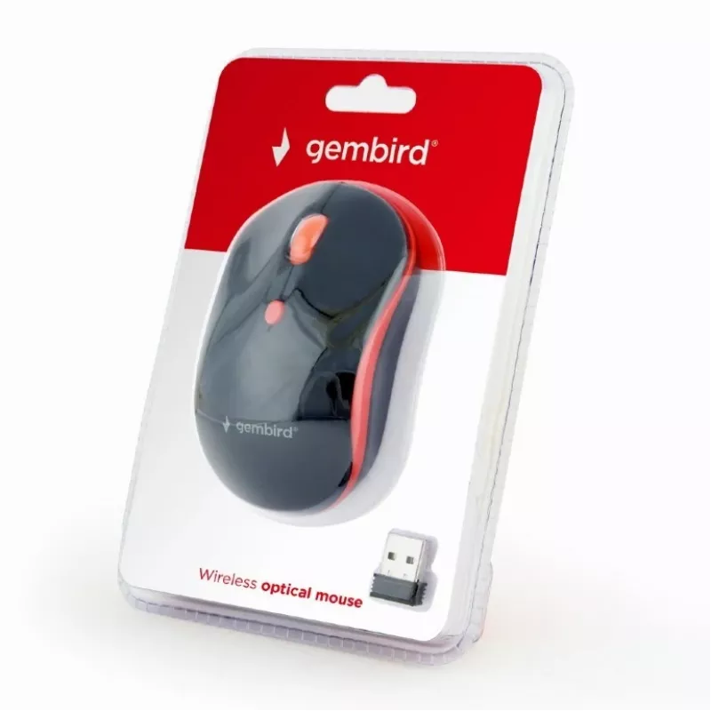 Rato ótico sem fios GEMBIRD MUSW-4B-03-R 1600 DPI nano USB preto-vermelho