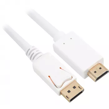 Cabo adaptador Sharkoon DisplayPort 1.2 > HDMI 4K branco 3 metros