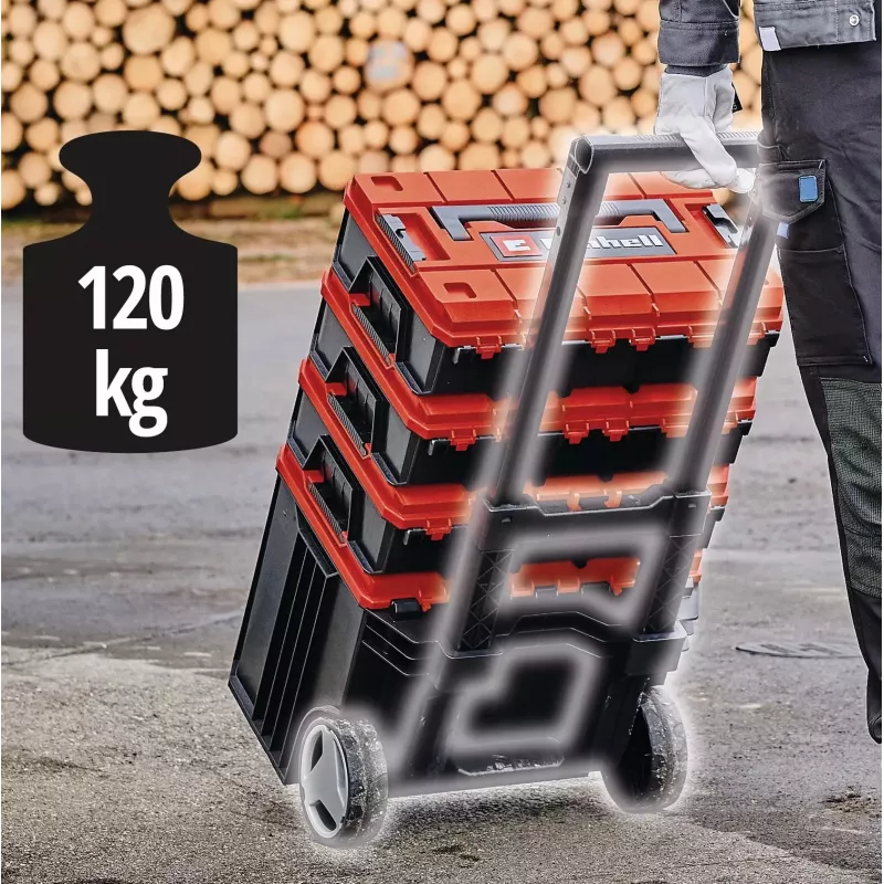 Mala de ferramentas Einhell E-Case Tower preta vermelha polipropileno resistente ao calor resistente a salpicos
