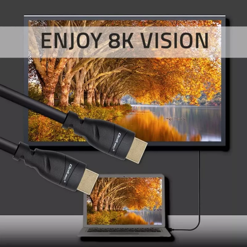 Cabo HDMI 2.1 QOLTEC 5 m — 48 Gbit/s, 8K@60Hz, 26AWG, fichas banhadas a ouro