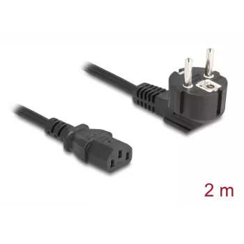 Cabo de alimentação DELOCK 81567 CEE 7/7 (macho) 90° para IEC C13, 2 m, 3x1,00 mm