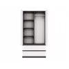 Guarda-roupa top e shop MALWA SS-90, 90×180×50 cm, estrutura antracite, portas de batente brancas, 2 gavetas, laminado 16 mm