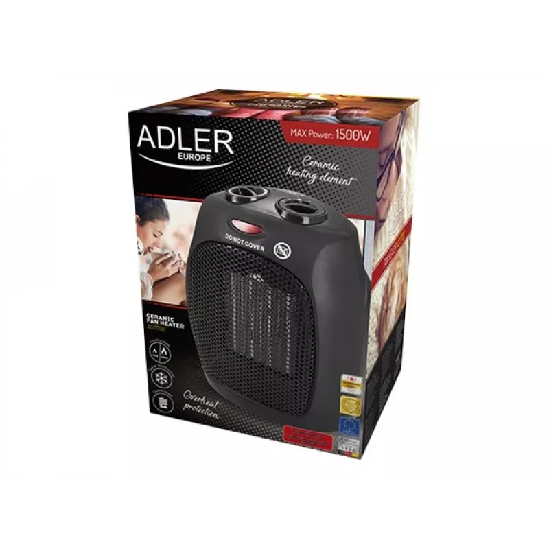 Adler AD 7702 Aquecedor elétrico ventilador para interior aço inoxidável 1500 W