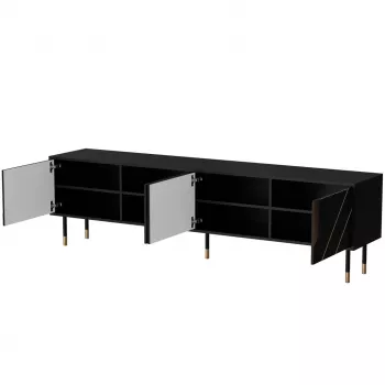 Móvel de TV cama meble Cama 4D MOUNTAIN 2040×400×550 mm preto + dourado aglomerado revestido tampo
