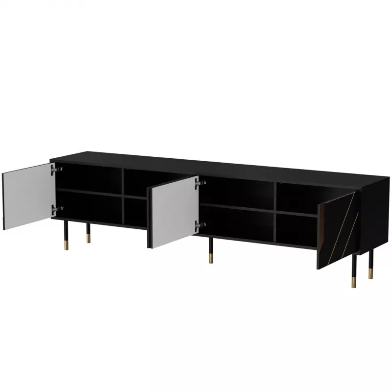 Móvel de TV cama meble Cama 4D MOUNTAIN 2040×400×550 mm preto + dourado aglomerado revestido tampo