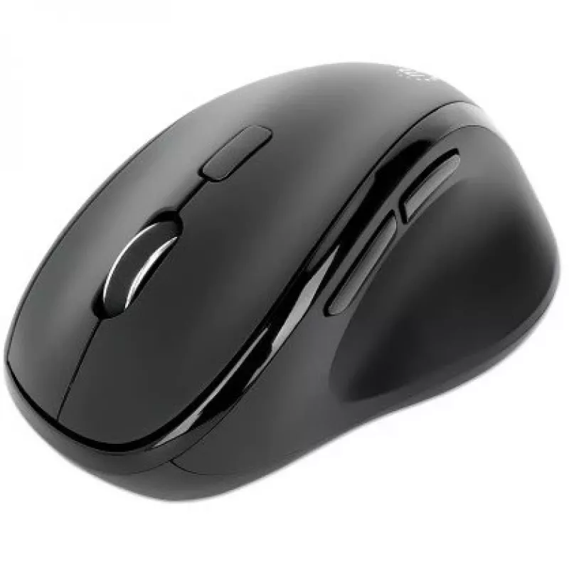 Manhattan Rato ergonómico sem fios, para destro, 800/1200/1600 dpi ajustáveis, 2,4 GHz (até 10 m), seis botões com roda de scroll, recetor combo USB-A e USB-C, preto, pilha AA (incluída), três anos de garantia