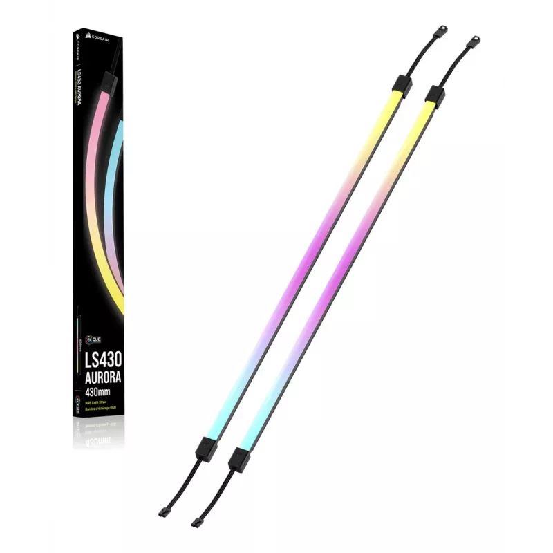 Tira LED CORSAIR LS430 Aurora — multicolor, 430×10×10 mm, pack de 2