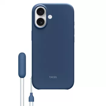 Capa com suporte para iPhone 17 da Apple Beats — MagSafe, controlo de câmara, policarbonato/microfibra, Azul, compatível com 6,3 polegadas
