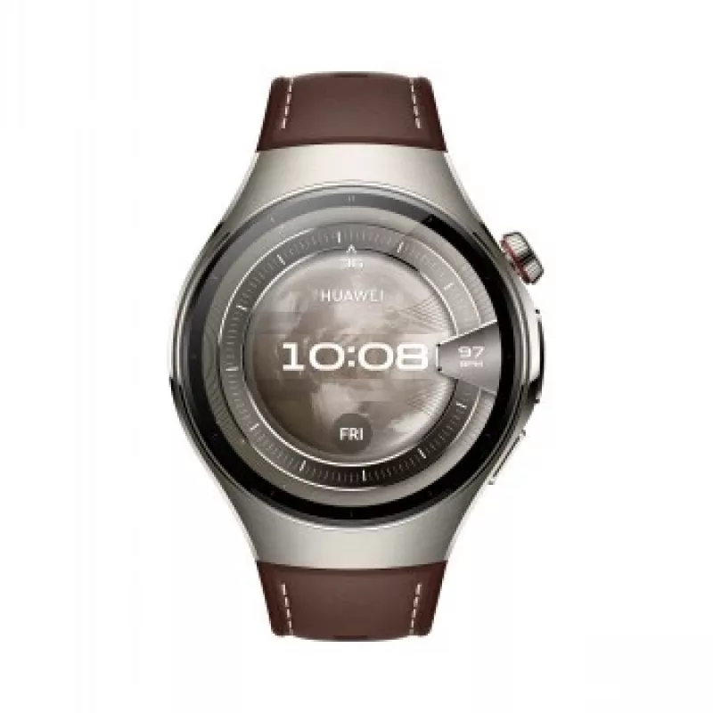 Huawei Watch 5 46 mm 55020EVY smartwatch, AMOLED de 1,5 polegadas 466x466, GPS, NFC, 4G LTE, titânio, prateado/castanho