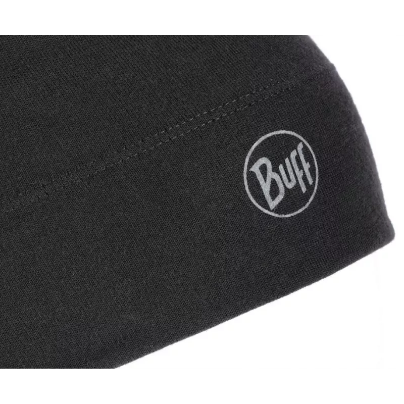 Gorro Buff Merino Midweight — Solid preto, tamanho único, lã merino, outono/inverno, desporto