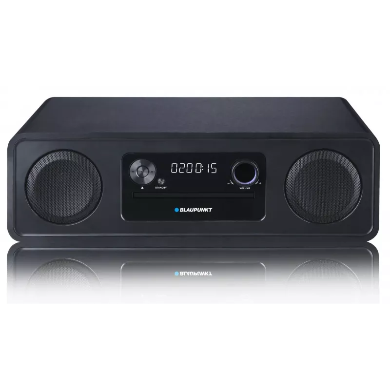 Blaupunkt MS20BK sistema micro Hi-Fi, Bluetooth, CD/CD-RW/MP3/WMA, rádio FM, USB, AUX, relógio/despertador, 120 W, preto
