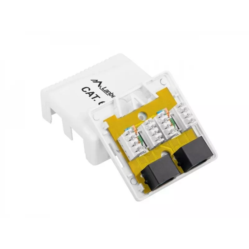 LANBERG tomada de superfície RJ-45 Cat6 OU6-0002-W branco, 2 conectores fêmea, 30×54×57 mm