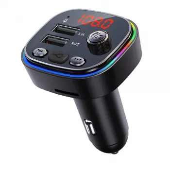 Transmissor FM VAKOSS TC-B439K Bluetooth USB, 87,5–108 MHz, reprodução microSD/USB, saída 5V/3,1A, indicador RGB