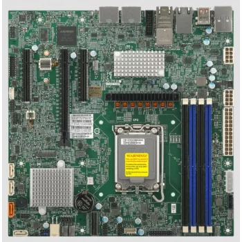 Placa-mãe Supermicro X14SAZ-TLN4F, socket 1851, chipset Intel, Micro-ATX, 4x DIMM DDR5, até 256 GB, 2x 2,5 Gb LAN, IPMI