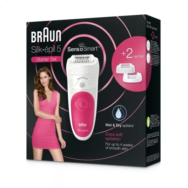 Depiladora Braun Silk-epil 5 5-500 SensoSmart, rosa/branco
