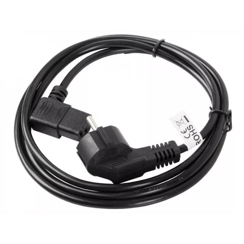 Cabo de alimentação LANBERG CA-C13C-12CC-0018-BK, 2 m, conector fêmea C13 para CEE7/7, preto, C13 angular