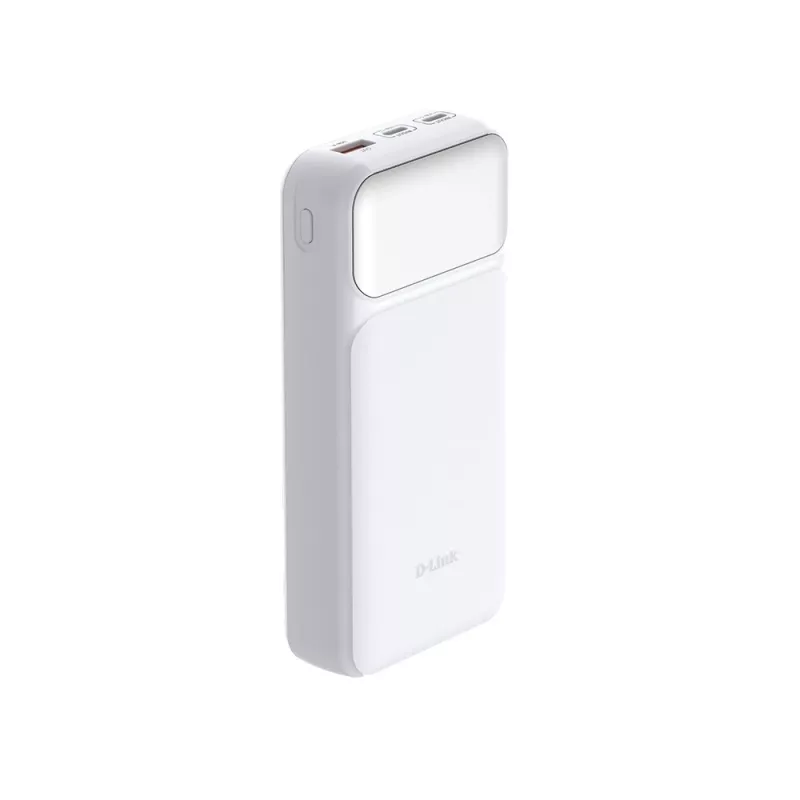 Powerbank D-Link DPP-201 — 20000 mAh, 1× USB-A, 2× USB-C, branco