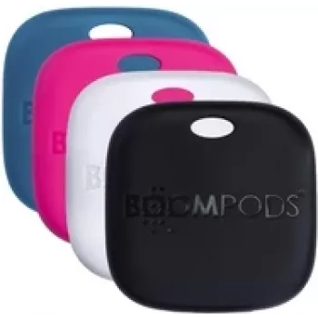 Etiquetas recarregáveis Boompods Boomtag Rechargeable 4 unidades — conjunto com 4 peças em preto, azul, branco, rosa