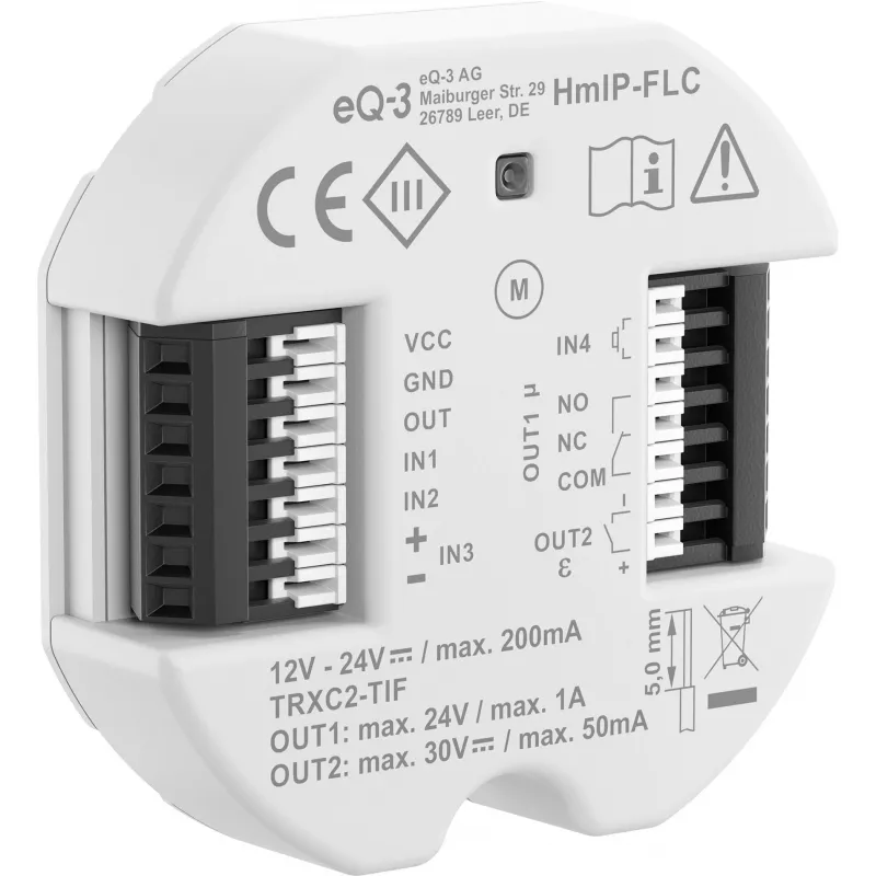 eQ-3 AG Homematic IP HmIP-FLC, comando remoto, Branco, IP20, -5 - 40 °C, 52 mm, 15 mm