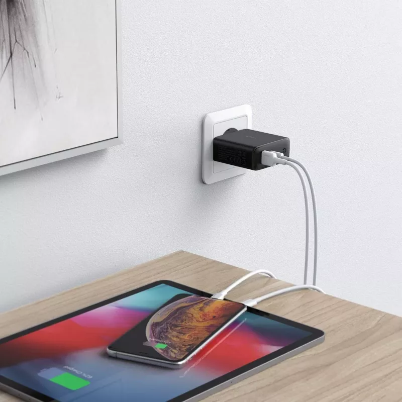 Carregador de parede PA-D3 2xUSB Power Delivery (1xUSB+1xUSB C) 5,4A 60W Dynamic Detect