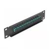 Patch panel de fibra ótica DeLOCK 10 polegadas 12 portas SC simplex aqua 1U preto