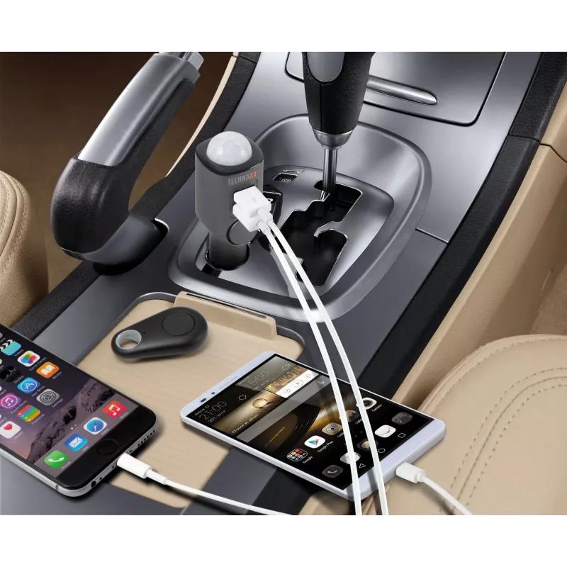 Carregador universal para dispositivos móveis Technaxx 4743 preto para isqueiro de automóvel
