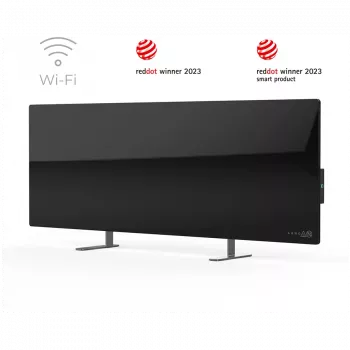 Aquecedor inteligente AENO Premium Eco, 700W, vidro temperado, aquecimento infravermelho+convecção, tipo de ficha: Europa (tipo E/F), PRETO