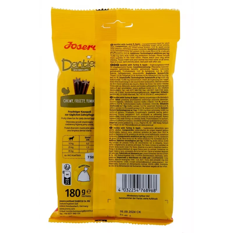 JOSERA Denties peru com maçã - snack para cães - 180g
