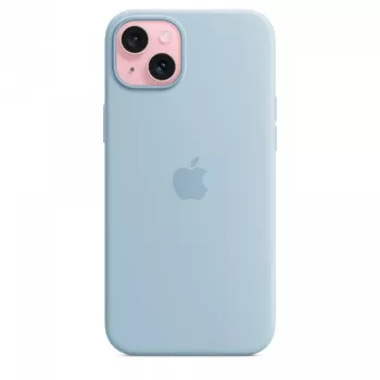 Capa de silicone Apple iPhone 15 Plus azul-claro MagSafe