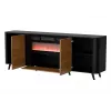 Cómoda Cama Meble Volare 200 x 39 x 75 cm, preto/nogueira, aglomerado, com lareira incluída