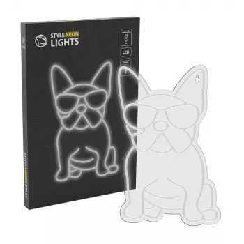 Luz néon MANTA Manta SNL66WH French Bulldog White — letreiro de néon LED decorativo em forma de buldogue francês