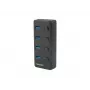 Hub USB NATEC MANTIS USB 2.0 Type-B — 4x portas USB 3.2 Gen 1 Type-A, preto, cabo de 0,8 m, fonte de alimentação, interruptor de rede