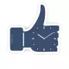 NeXtime Relógio de parede 3072bl Thumbs up, 40,5x41,5 cm, parede, azul/prateado