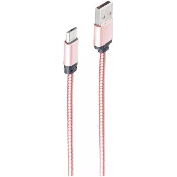 Cabo USB ShiverPeaks BS14-11002 1m USB A Micro-USB B rosa-ouro