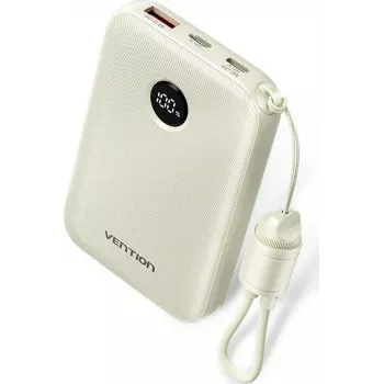Powerbank Vention FKAN0-C 10000 mAh — 2× USB-C, 1× USB-A, 22,5 W, bege