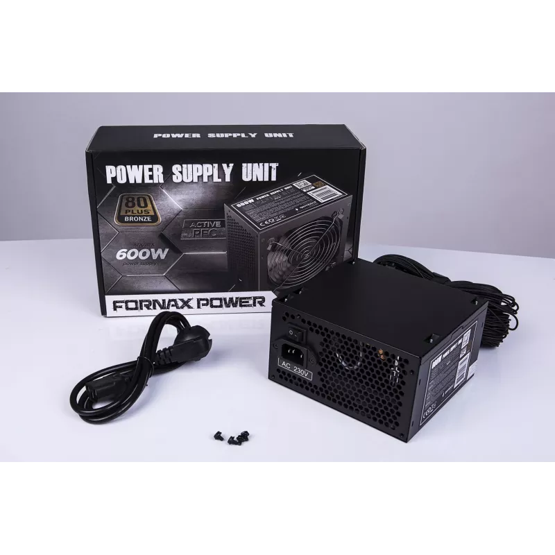 Fonte de alimentação ATX 80+Bronze 600W PFC ativo, ventoinha de 12cm