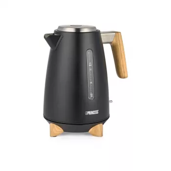 Chaleira elétrica Princess 1,7 L 3000 W, corpo em aço inoxidável, sem fios, bege/preto