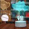 Lâmpada de noite Extralink HOME 3D ilusão ótica quatro corações candeeiro de mesa USB