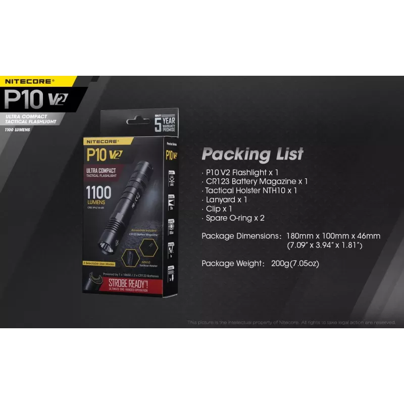 Nitecore P10 V2 lanterna, série Precise, 1100 lm