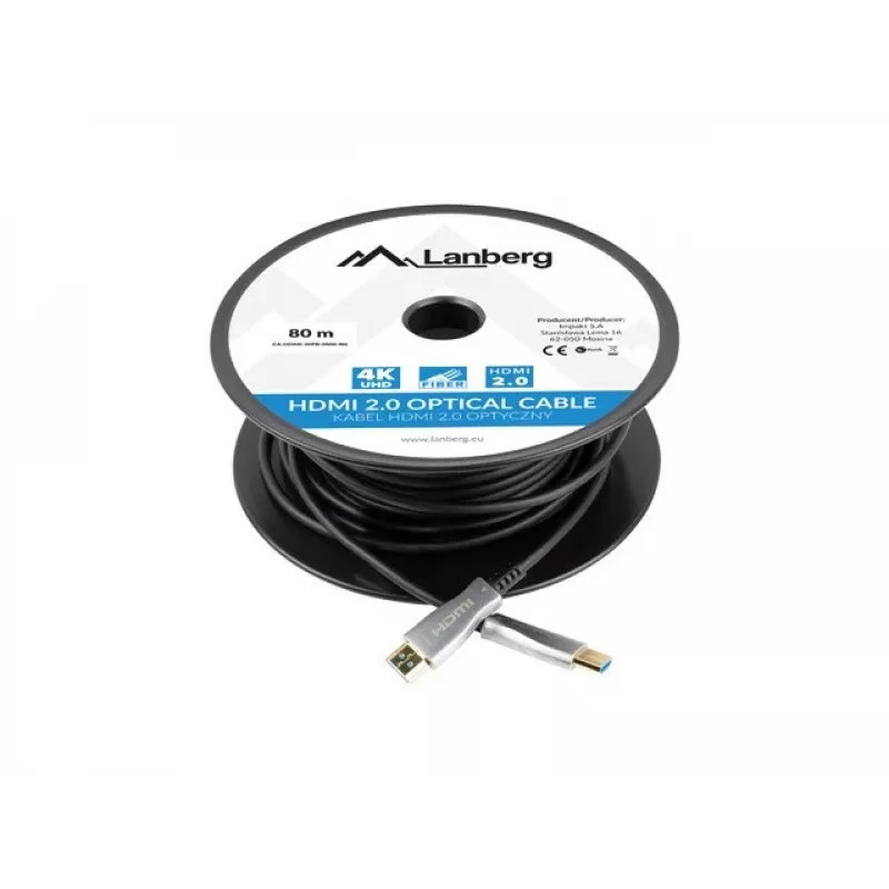 Cabo HDMI Lanberg CA-HDMI-20FB-0800-BK 80m Type-A macho para macho