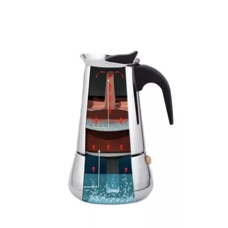 Cafeteira italiana Maestro MR-1660-9, cafeteira de fogão para 6 chávenas, preto