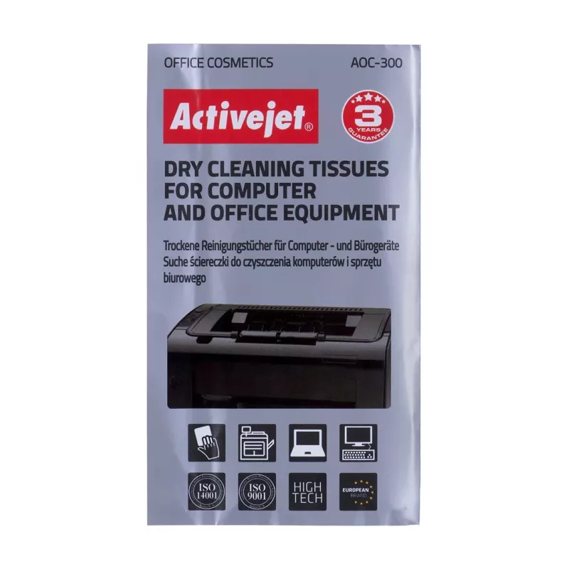 Panos de limpeza a seco para equipamentos ActiveJet AOC-300 — branco, universal, 24 unid.
