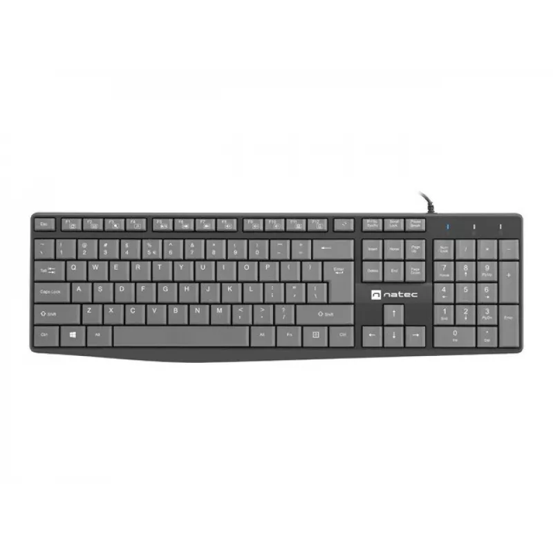 Teclado com fios tamanho completo NATEC NKL-1507 USB QWERTY US International cinzento/preto, 105 teclas, teclado numérico