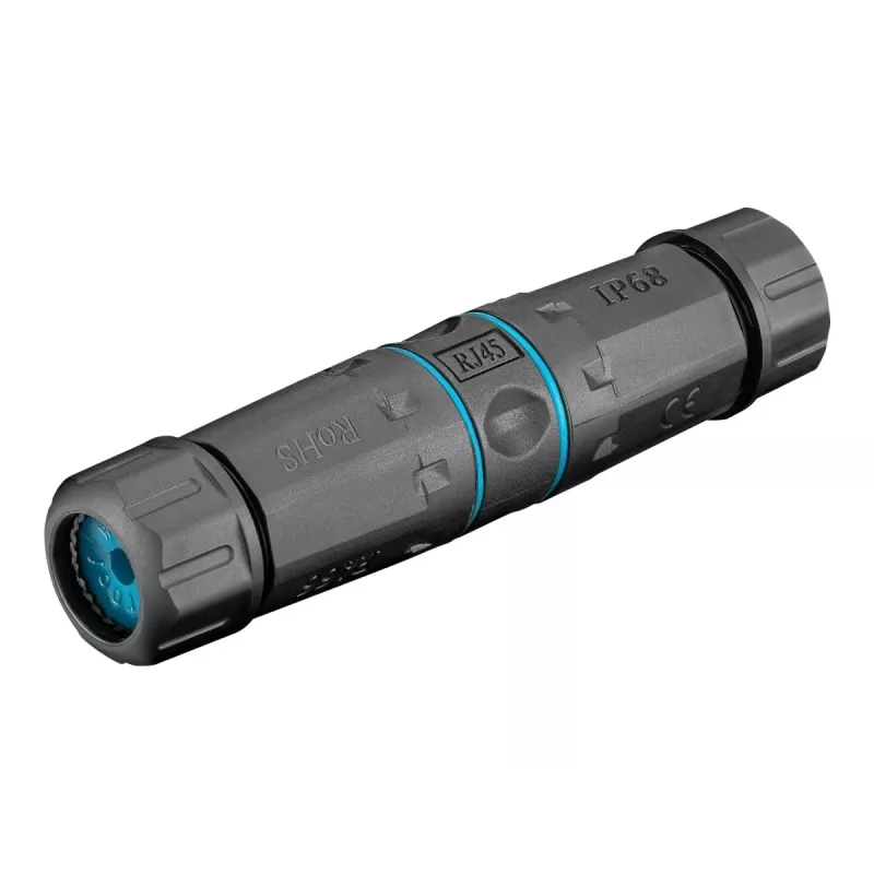 Goobay Outdoor (IP68) conector de cabo de rede, CAT 6A não blindado, UTP – à prova de pó e água, régua de terminais para montagem LSA (sem ferramentas) (44416)