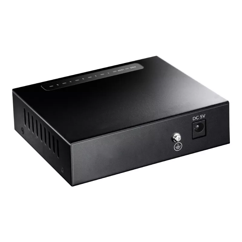 Switch de Rede Cudy GS105 — 5 Portas Gigabit Ethernet (10/100/1000), Preto, Fonte de Alimentação 5 V DC Incluída