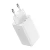 Carregador de parede Baseus GaN5 Pro 65W — USB + 2×USB-C (QC3.0, PD3.0) com cabo USB-C de 1m, branco