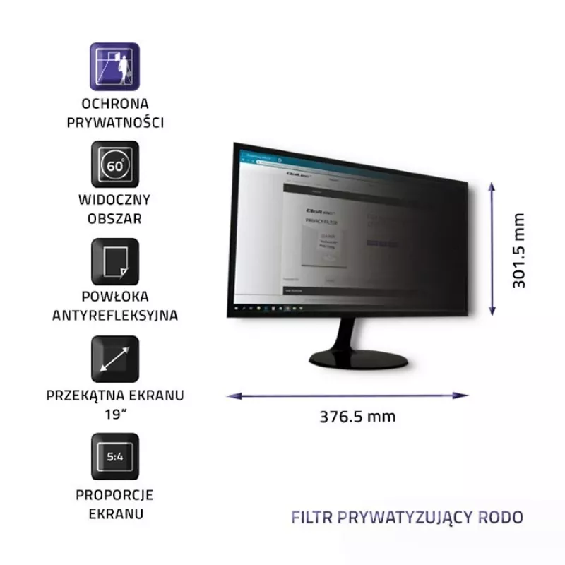 Qoltec 51053 filtro de privacidade para ecrã 48.3 cm (19) monitor