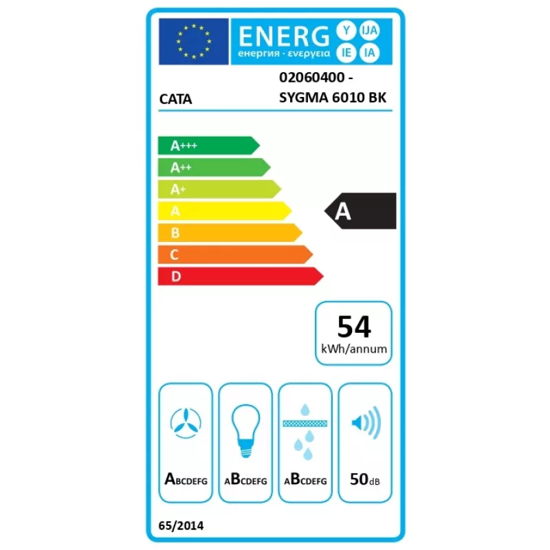 Exaustor CATA SYGMA 6010 BK de parede preto 427,1 m³/h