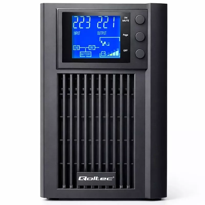 UPS QOLTEC onda sinusoidal pura 1kVA 800W com AVR e ecrã LCD
