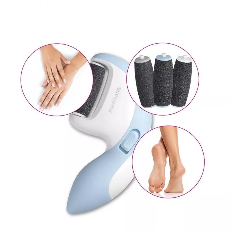 Polidor de unhas elétrico Medisana CR 870 – 3 acessórios, azul/branco